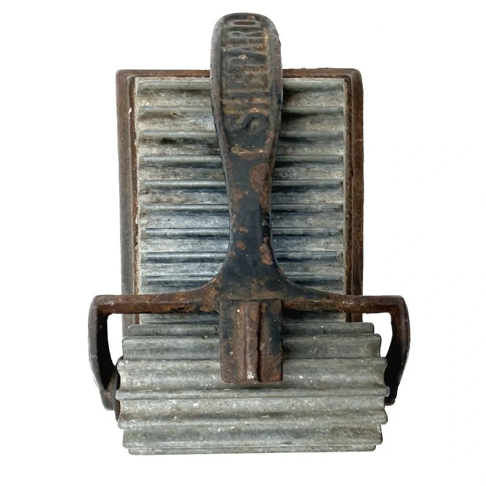 Antique Shepard (marked) Fluting Iron Roller with Lift Handle & Base c 1870-1900